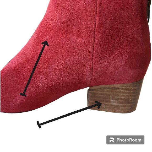 ANTHROPOLOGIE Womens Boots Seychelle Suede Flood Plain Red Booties, Size 7.5 - Picture 12 of 12